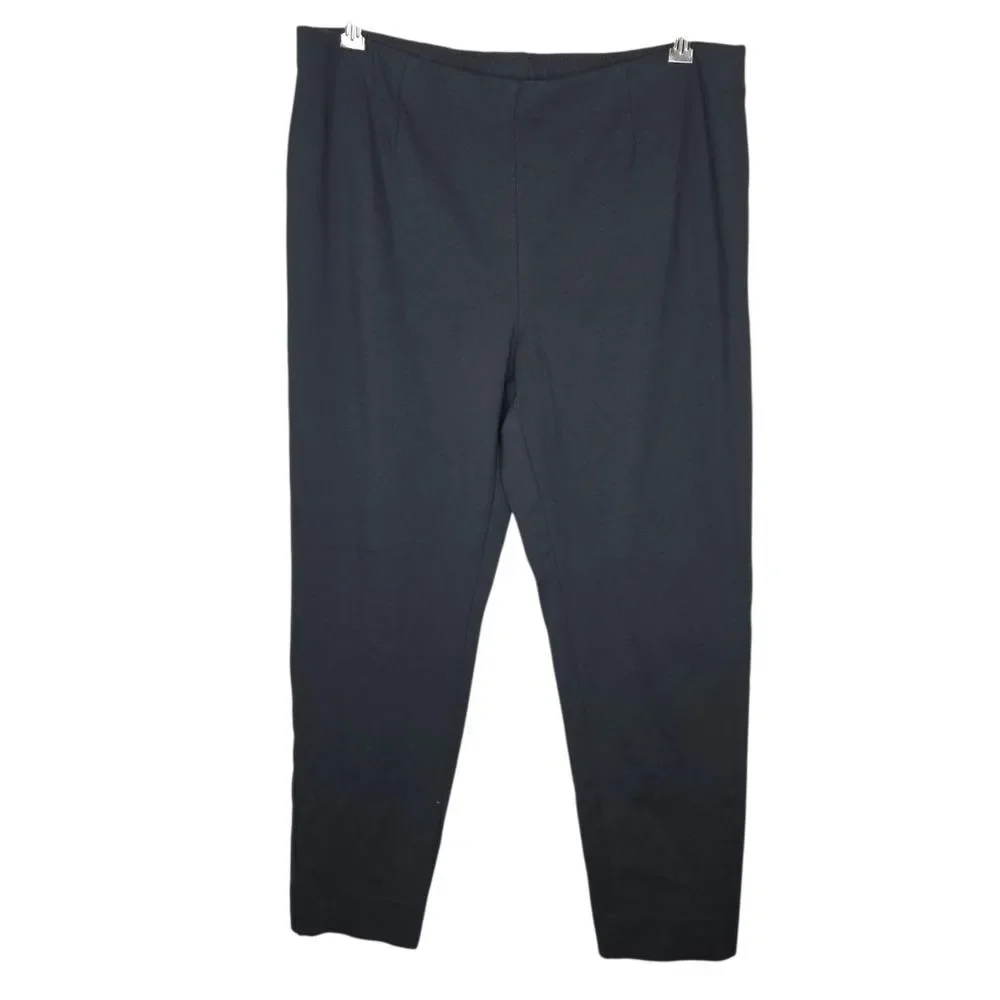 J. Jill Ponte Knit Navy Blue Slim-Leg Split-Hem Pants, Size Large